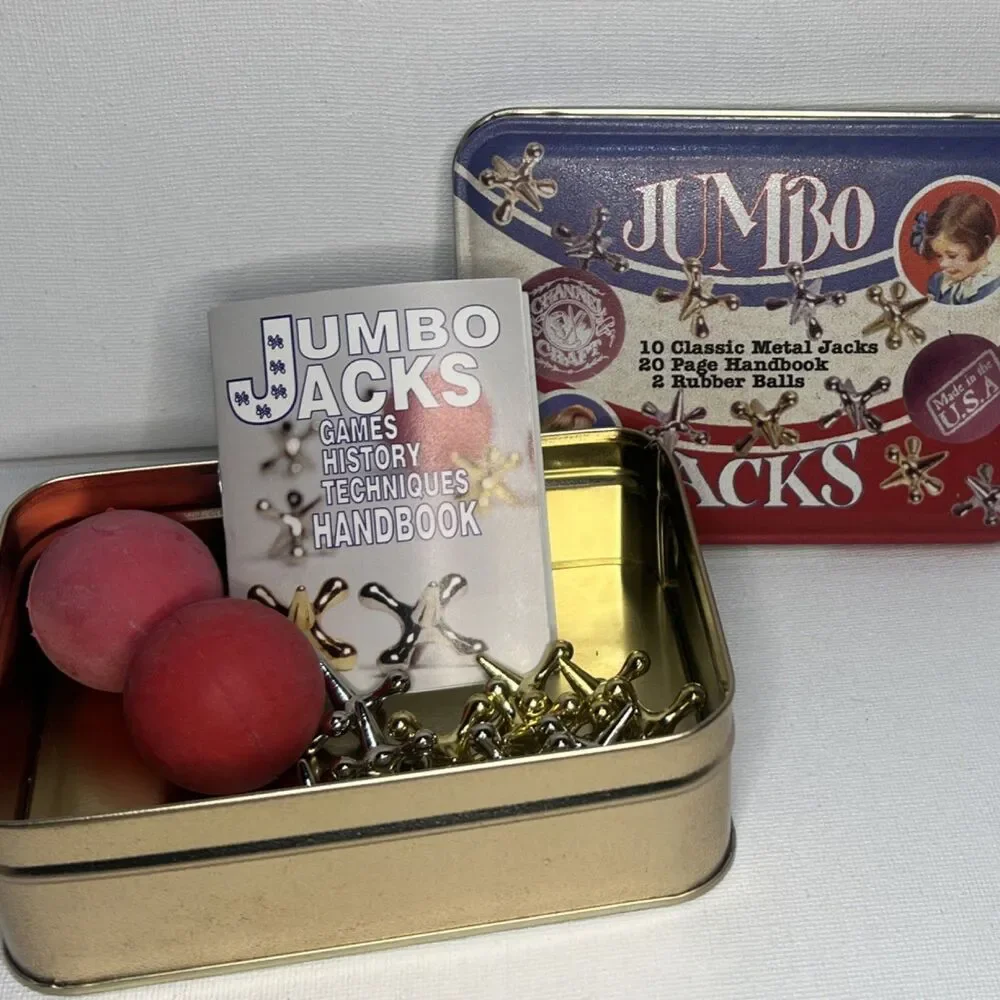 Channel Craft Jumbo Jacks Classic Metal Game Set with Tin Box & Rubber Balls